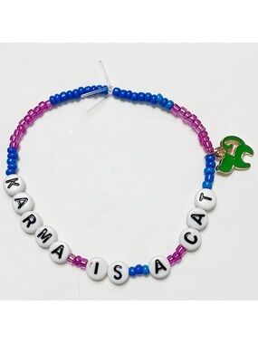 Taylor Swift Friendship Bracelet Eras Tour Karma Is A Cat with Charm